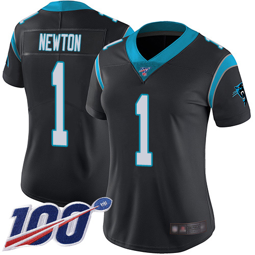 Carolina Panthers Limited Black Women Cam Newton Home Jersey NFL Football #1 100th Season Vapor Untouchable->women nfl jersey->Women Jersey